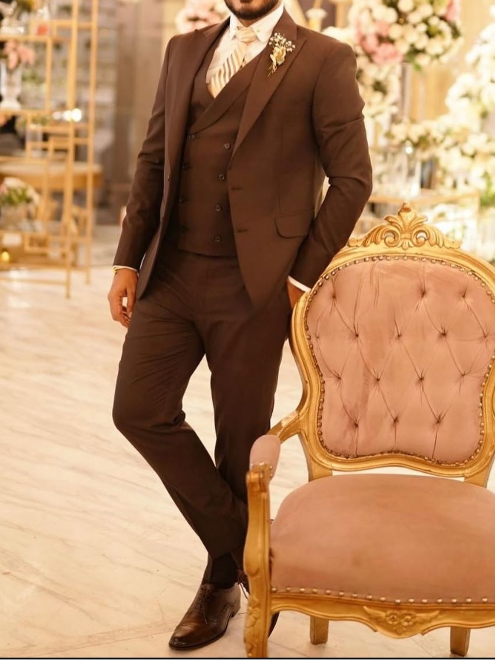 Italian Fabric Men's Three-Piece Suit -Cutom made in Atelier.Karacvhi Pakistan